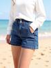 2025 Women's High-Waisted Double-Button Denim Shorts: Sexy Hot Girl Style