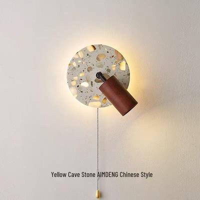 Nordic Rotating Translucent Stone LED Wall Lamp for Wabi-Sabi Style Bedroom, Bedside, Entrance, or Balcony.