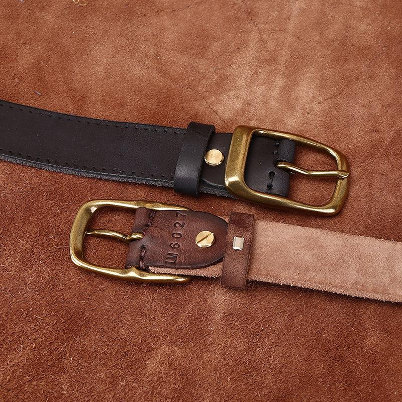 Belt Men's First Layer Cowhide Pin Buckle Retro Washed Distressed Trendy Casual Handmade Genuine Leather Men's Jeans Belt