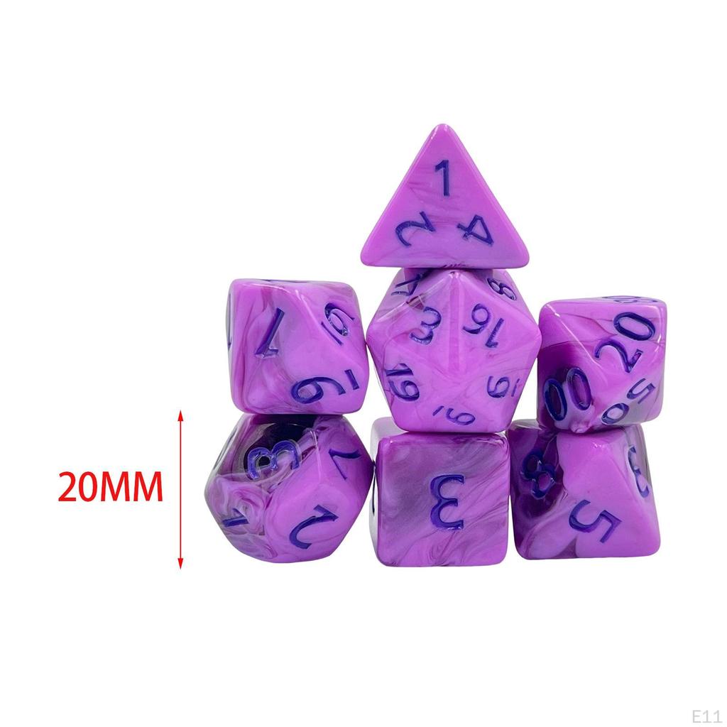 7 Pieces Acrylic Polyhedral Dice Board Games, Multi-Sided Dice, Gaming for Parties