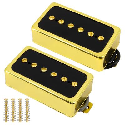 Conjunto de Captadores P90, Captadores Single-Coil Alnico V para Ponte e Braço para Guitarra Elétrica Les Paul Estilo P90 Tamanho Humbucker (Ouro Preto)