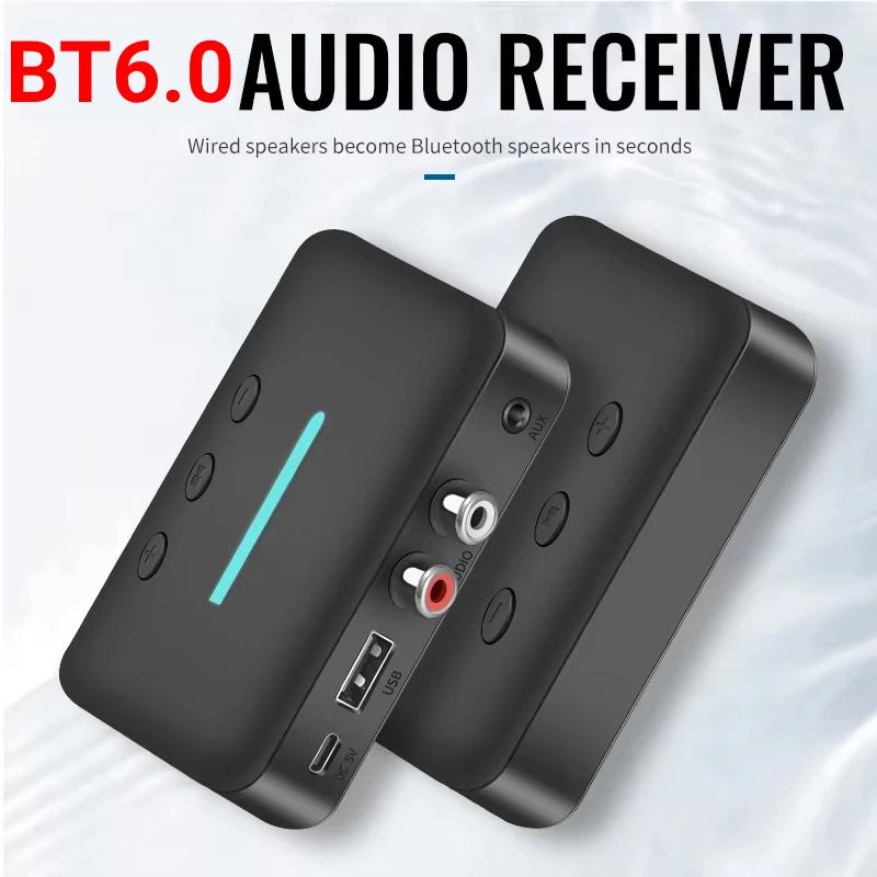 Adaptador Bluetooth 5.0 Receptor de Áudio Sem Fio Estéreo 3.5mm Aux R/LC RCA Suporte para Reprodução de U-disk