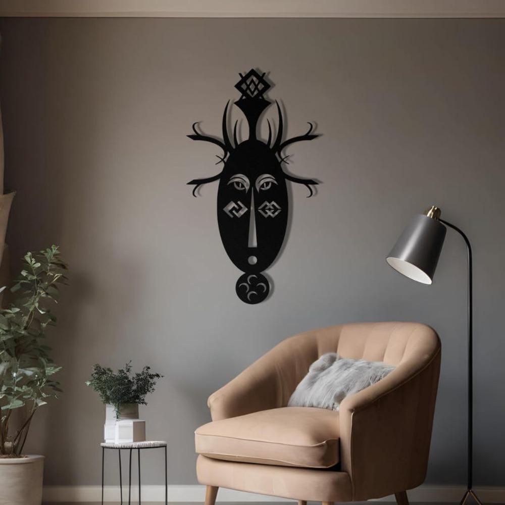 African Mask Metal Wall Art, Tribal Authentic Design, Home Decor Hanging