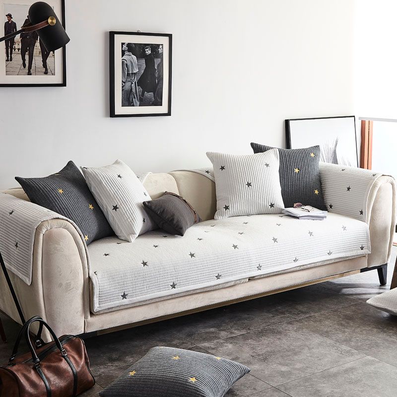 

Minimalist Nordic Pure Cotton Non-Slip Fabric Cover Sofa Cushion White Pillowcase 45*45cm