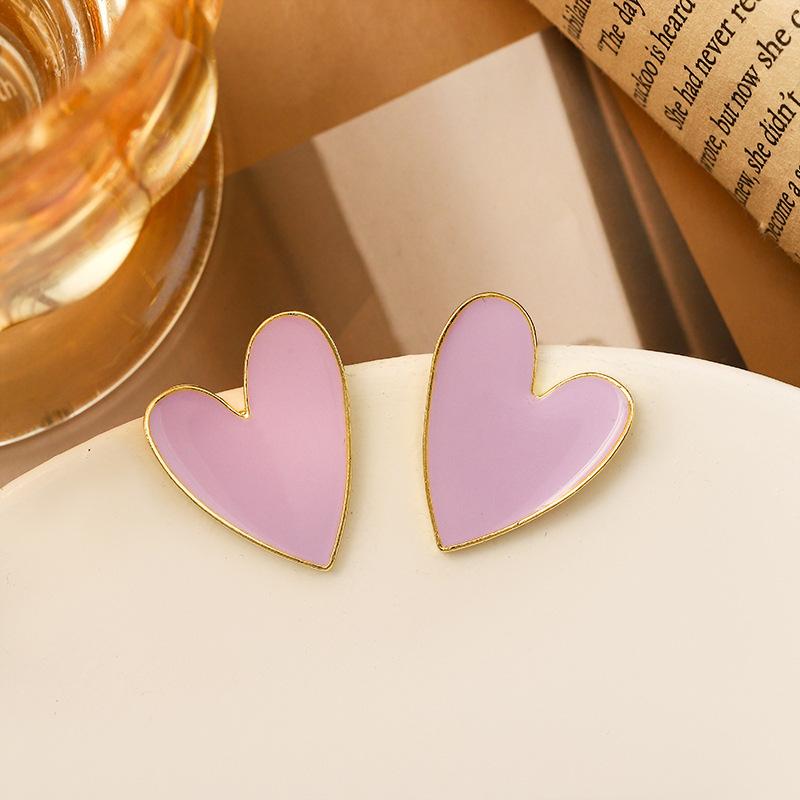 Korean version Korean purple love drip earrings s925 silver needle earrings