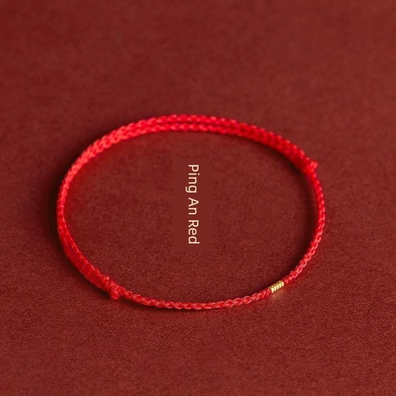 Five Gods of Wealth Little Red Rope Bad Luck Gold-Plated Bracelet Recurrent Fate Year Good Luck Rope Red Rope Fortune Anklet for Women Gift