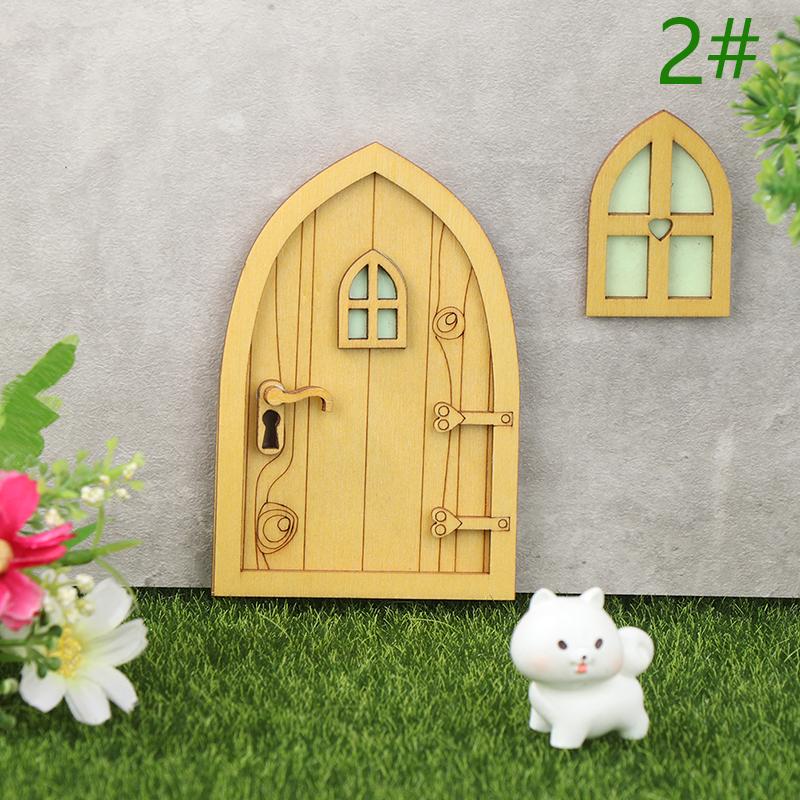 1Set Dollhouse Miniature Fluorescent Fairy Elf Door Window Model House Decor Toy