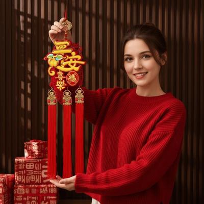 Chinese Blessing Words Horse Year Door Pendant Large Non-woven New Year Wall Decoration Red Chinese Knot