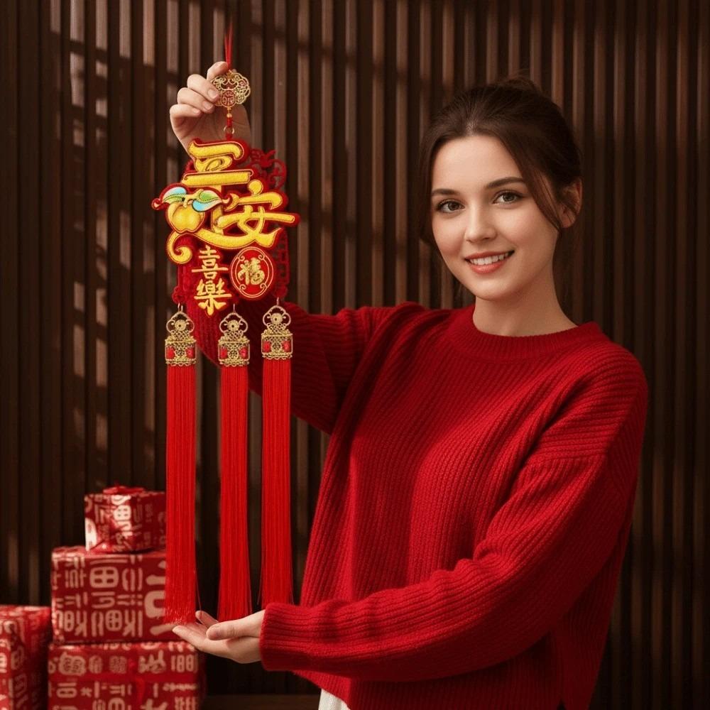 Chinese Blessing Words Horse Year Door Pendant Large Non-woven New Year Wall Decoration Red Chinese Knot