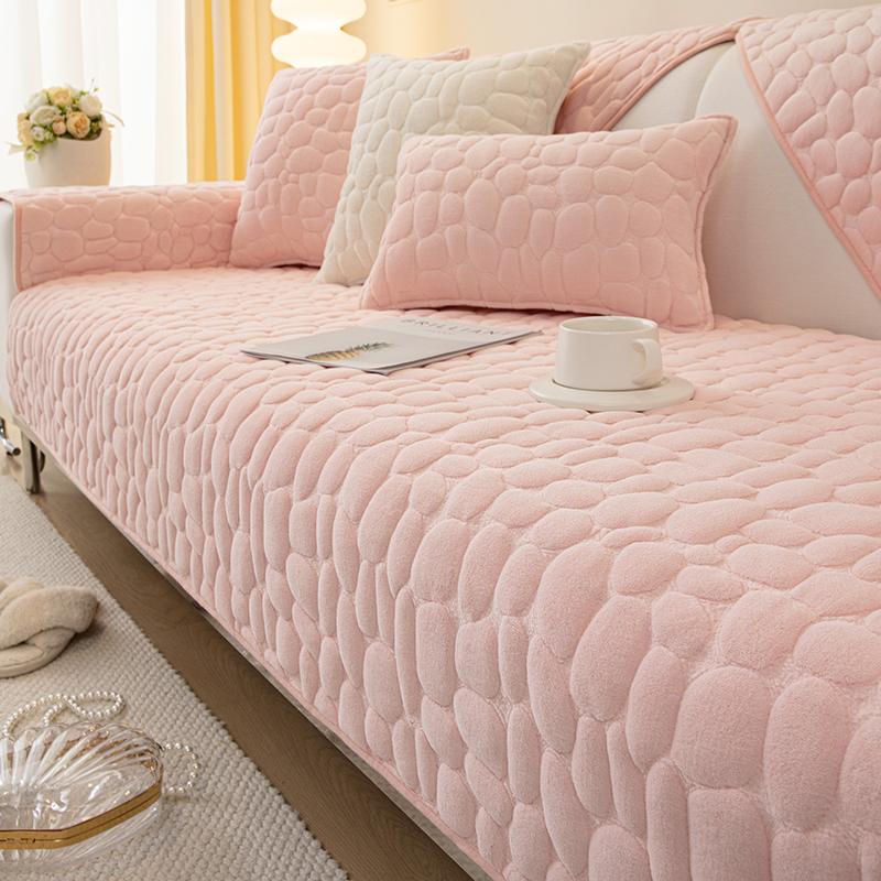 

Кремовая подушка для дивана, универсальная нескользящая подушка для сиденья на четыре сезона, для гостиной, зимняя короткая плюшевая накидка на спинку, полотенце 70*70cm