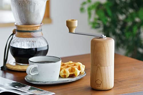 Kawasaki Synthetic Resin Hand Grinder, MILLU Wood Coffee Mill, Keyaki Wood, Made In Japan, MI-030