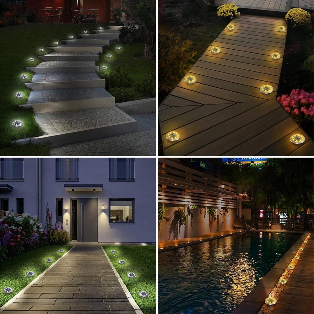 12x Solar Garden Lamp Ground Lamps LED Disc with Sensor
