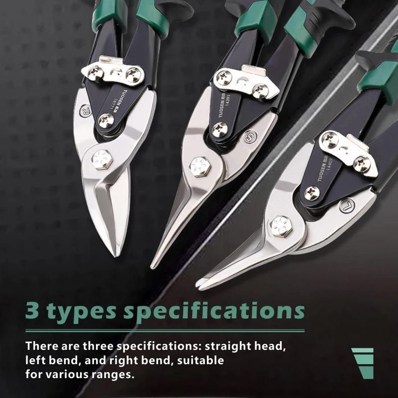 10 Inch Industrial Tin Snips, Cuts Stainless Steel Sheet Metal, Galvanized Iron with Compound Leverage for Heavy Duty Work