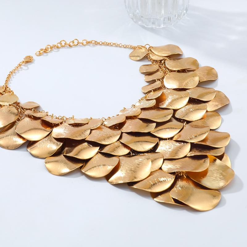 Exaggerated Metal Plate Waterfall Tassels Necklace For Women Multi-Layer Long Necklace Bohemian Style Jewelry Neck Accessories