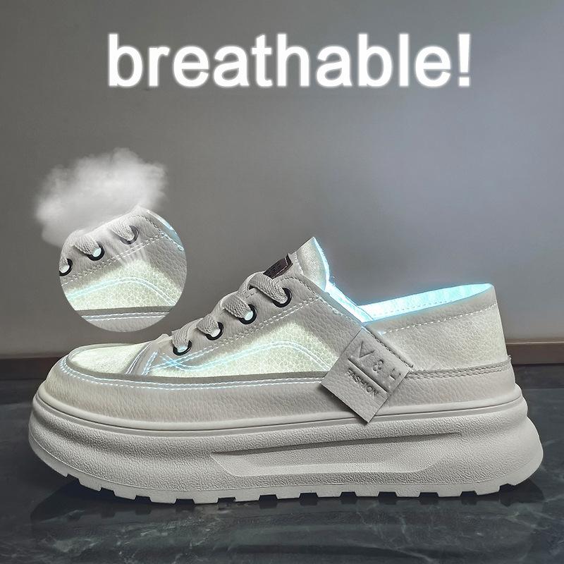 Two-wear White Shoes for Summer New Style of Female Students' Mesh Breathable Height-enhancing Casual Shoes