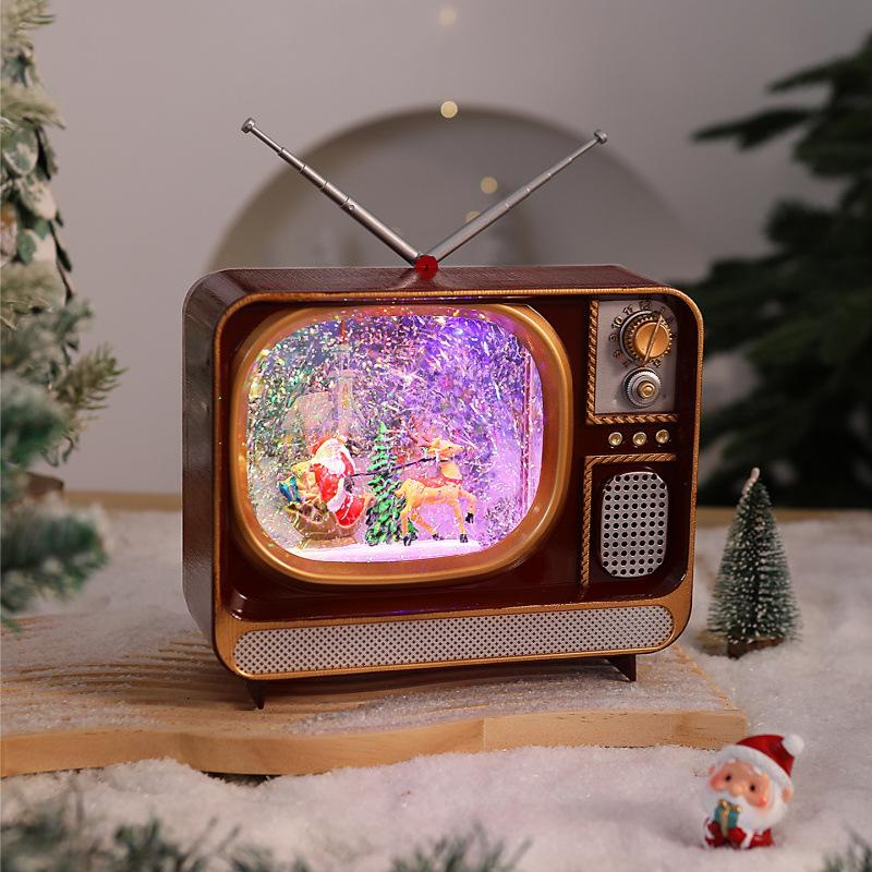 Ziemassvētku Retro TV Krāsains Gaismas Sniega