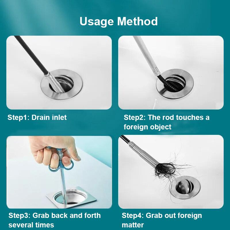 90/160/200/300cm Sewer Pipe Unblocker Snake Spring Pipe Dredging Tool Kitchen Bathroom Sewer Cleaning Tool Kitchen Accessories