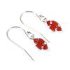 Japanese Red Coral Marquise Undyed Earrings, Silver,