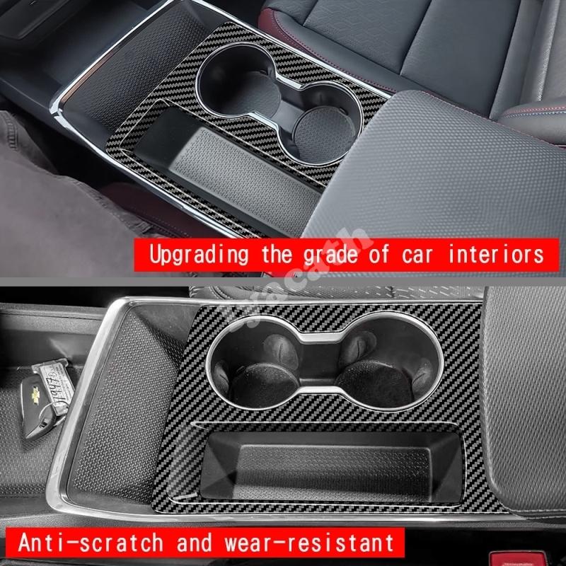 LHD For Chevrolet Equinox 2025 2026 ABS Carbonfiber Interior Accessories Center Control Gear Shift Panle Water Cup Holder Cover