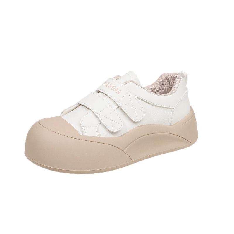 

Новые японские туфли на платформе, панельные хлебные маленькие белые туфли, кожаный дизайн, уродливые милые туфли 2025 года, женские универсальные туфли на липучках 35 хаки