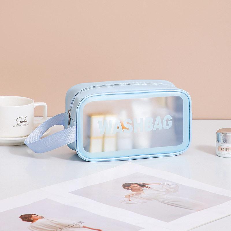 Dry-wet Separation Double Transparent PU Makeup Bag Portable Washing Bag Cosmetic Storage Bag Travel Fitness Swimming Essentials