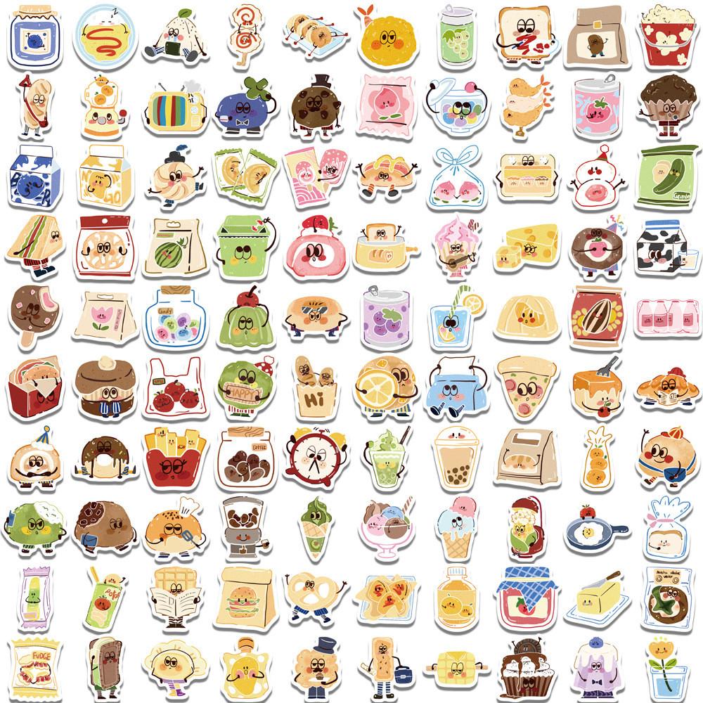 100 Pcs Small Size Cute Anthropomorphic Food Battle Stickers - Cartoon Diy Small Stickers For Journal Water Bottle Story Store