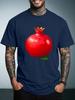 Unisex Summer Casual Short Sleeve T Shirt Vivid Red Pomegranate Fruit Graphic Oversized Loose Tees Street Daily Fashion Tops