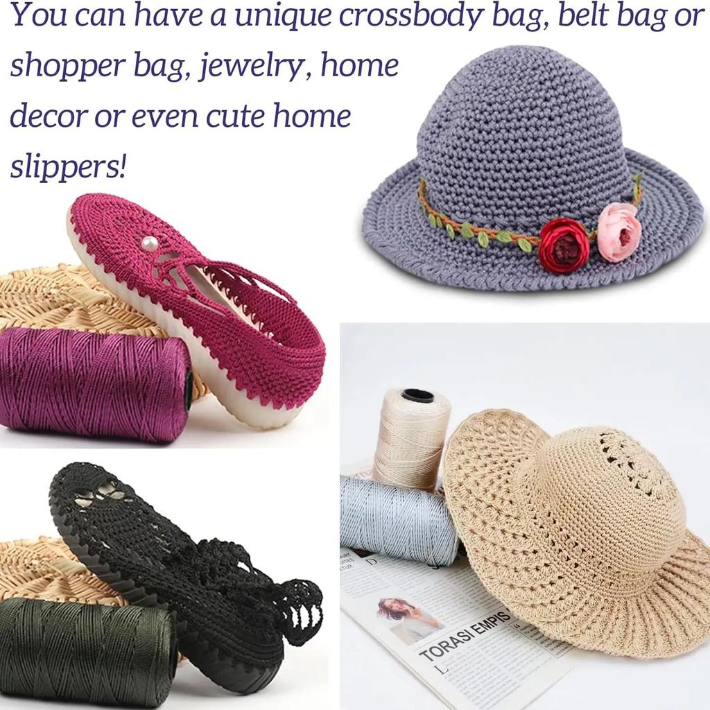 Crochet Yarn 2mm/220m DIY Knitting Craft Thread Ice Silk Colored Art Yarn Cord for Bags Hats Polypropylene Rope Crocheting