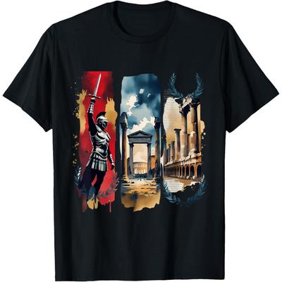Gladiator Krieger & Römisches Reich Erbe Historische Schlacht Kunst T-Shirt