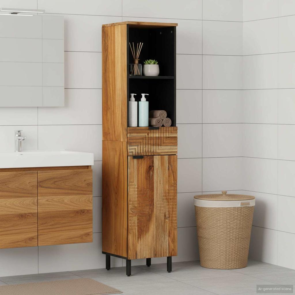 vidaXL Badezimmerschrank Braun 38 x 33 x 160 cm Massivholz Mango
