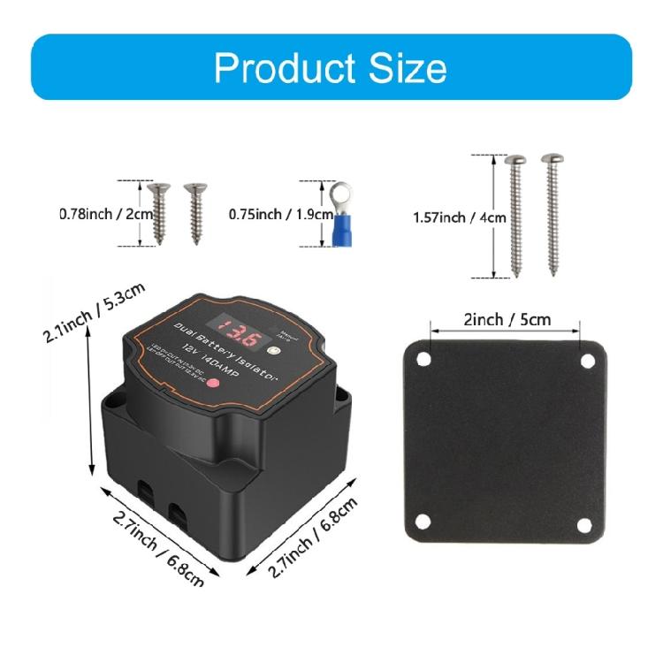 12V 140A Double Battery Isolator with LED Voltmeter Waterproof Voltage Sensitive Relays for Car Campers Motorhomes