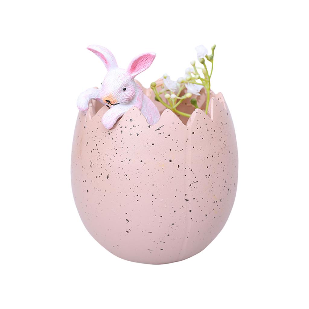 Cute Easters Bunnies and Eggshell Shape Succulents Planter Indoor Flower Pots Rabbit Sculpture Resins Bondais Container