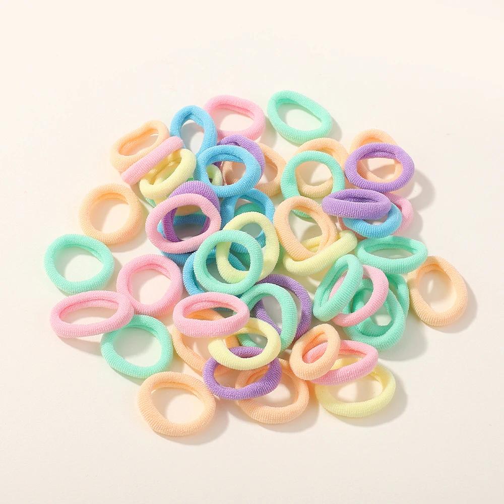 1 Set Süße Bonbonfarbene Haargummis für Mädchen Mini-Blumen-Kompakt-Clip Haarbälle Elastische Haargummis Geschenke Kinder Baby Haaraccessoires