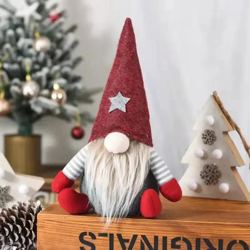 

Holiday Gift Decoration Christmas Faceless Doll Dwarf Gnomes Santa Claus Elf Home Tabletop Creative Decoration Ornament червоний