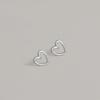 Modernlike 14k Gold-filled Silver Teeny Line Heart Stud Earrings