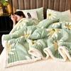Synthetic Lamb's Wool Autumn Winter Warm Blankets for Bed 3 Layers Thicken Milk Velvet Blanket Warmth Fluffy Weighted Blanket
