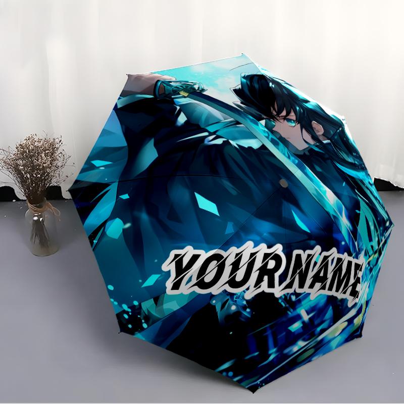 Personalized Name Demon Slayer Print Umbrella - Automatic Open/Close, Eight-Rib Durable Frame, Automatic Folding Umbrella