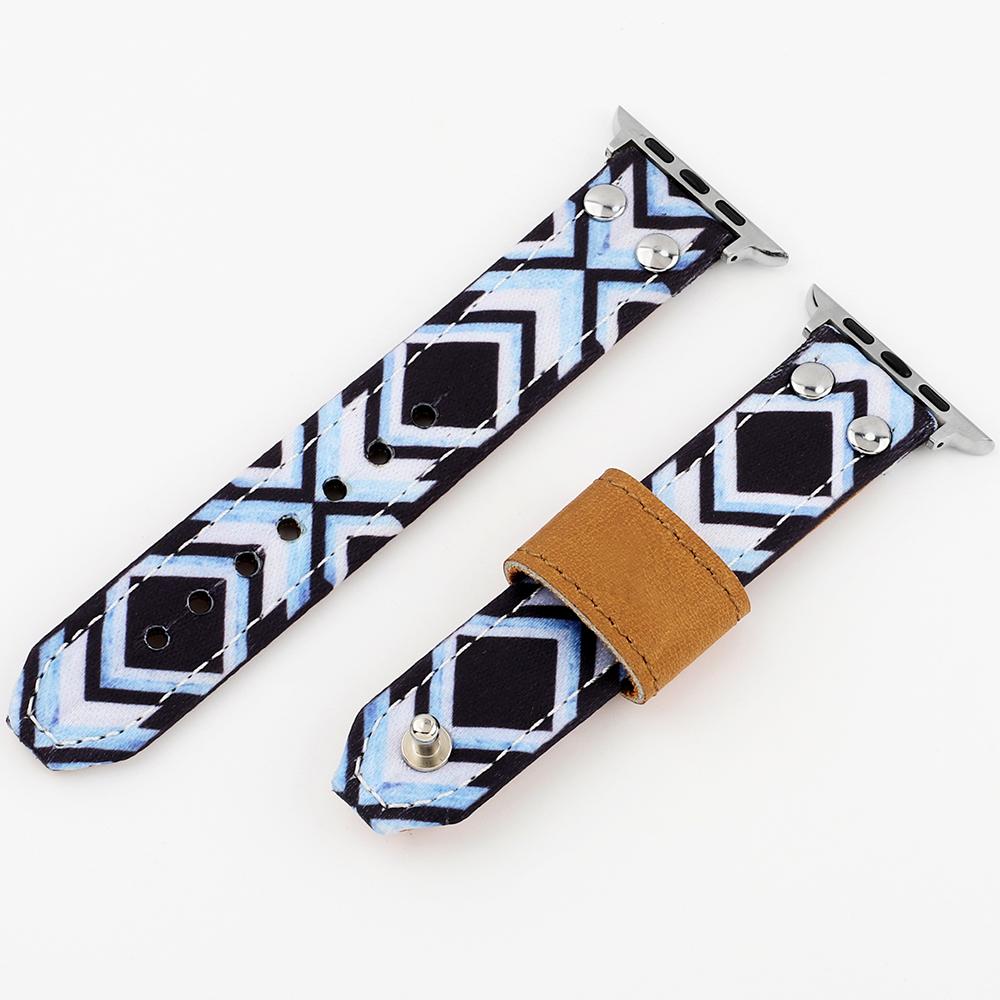

Geometric Pattern Watch Band Leather Strap Smartwatch Replacement Bracelets 38mm 40mm 44mm 42mm Watchband for Men Women Watches