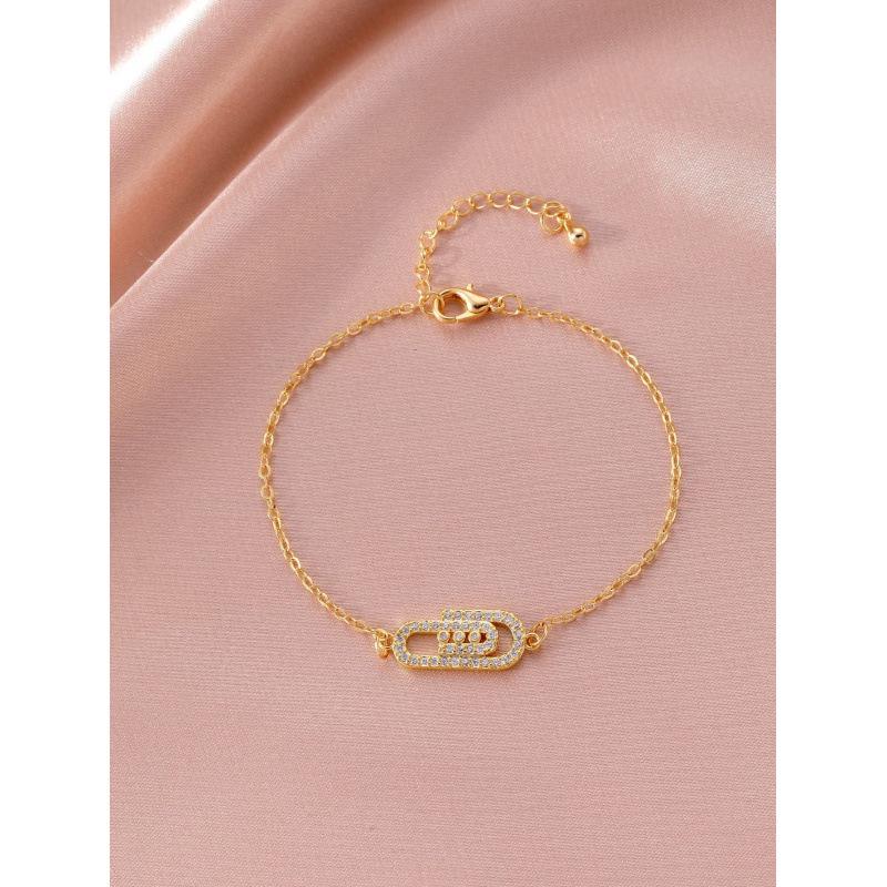 Элегантный геометрический овальный браслет золотой