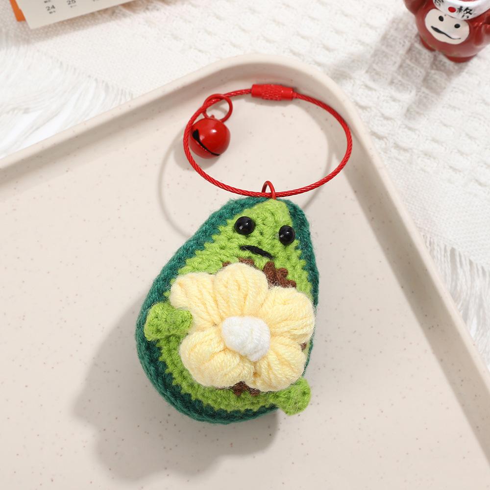 Creative Knitting Fruit Keychain Pendant Christmas Gift Cute Handmade Knitted Avocado Carrot Weaved Keyrings for Bag Accessories