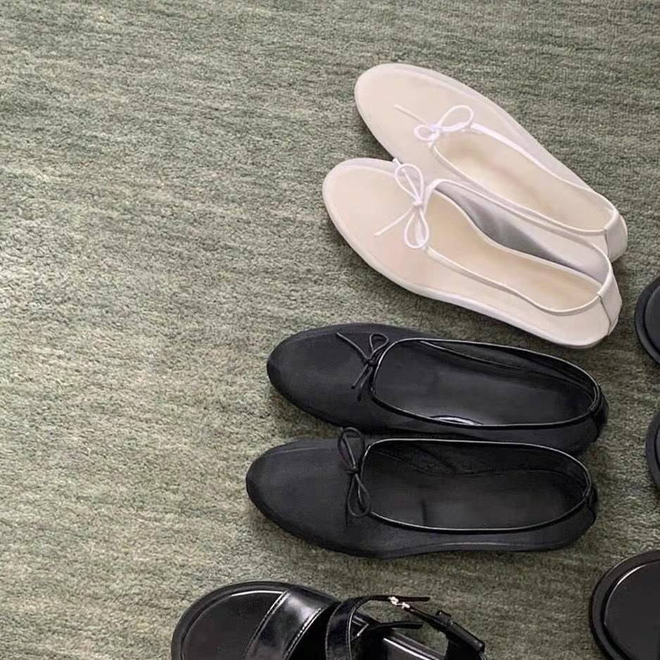 Korean Bow Leather Mesh Sandals Women's Breathable Sandals Soft-soled Ballet Mary Jane Single Shoes