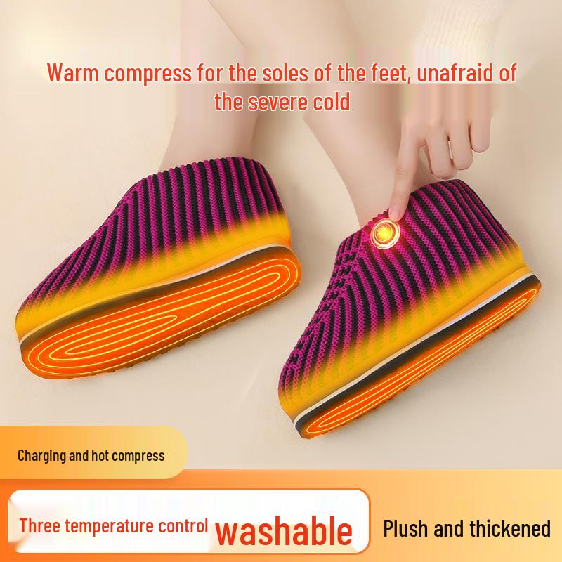 Rechargeable Heated Cotton Shoes for Warmth and Anti-Frostbite - Home & Outdoor Foot Warmer.