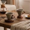 Retro Style Triangular Cone Cup Wooden Base Japanese Ceramic Mug Funnel Coffee Mug  Cafe Use