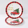 Plaid Print Christmas Disposable Tableware Set Serves 24 Disposable Paper Tableware  New Year