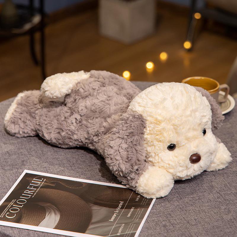 New Smiley Face Lying Down Dog Plush Toy - Cute Soothing Doll for Sleep