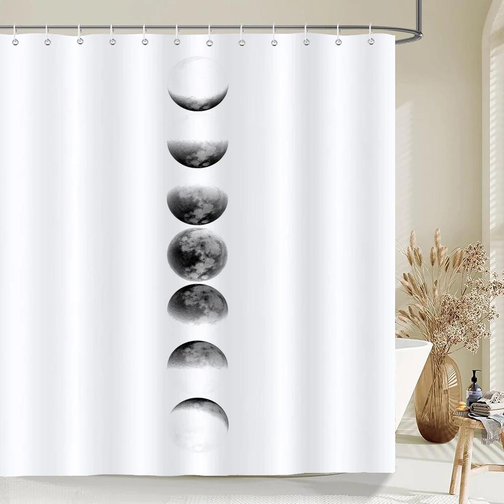 Moon Earth Starry Sky pattern Shower Curtains Waterproof Bathroom Decor 3D Printed Fabric with Hooks Decoration Shower Curtain