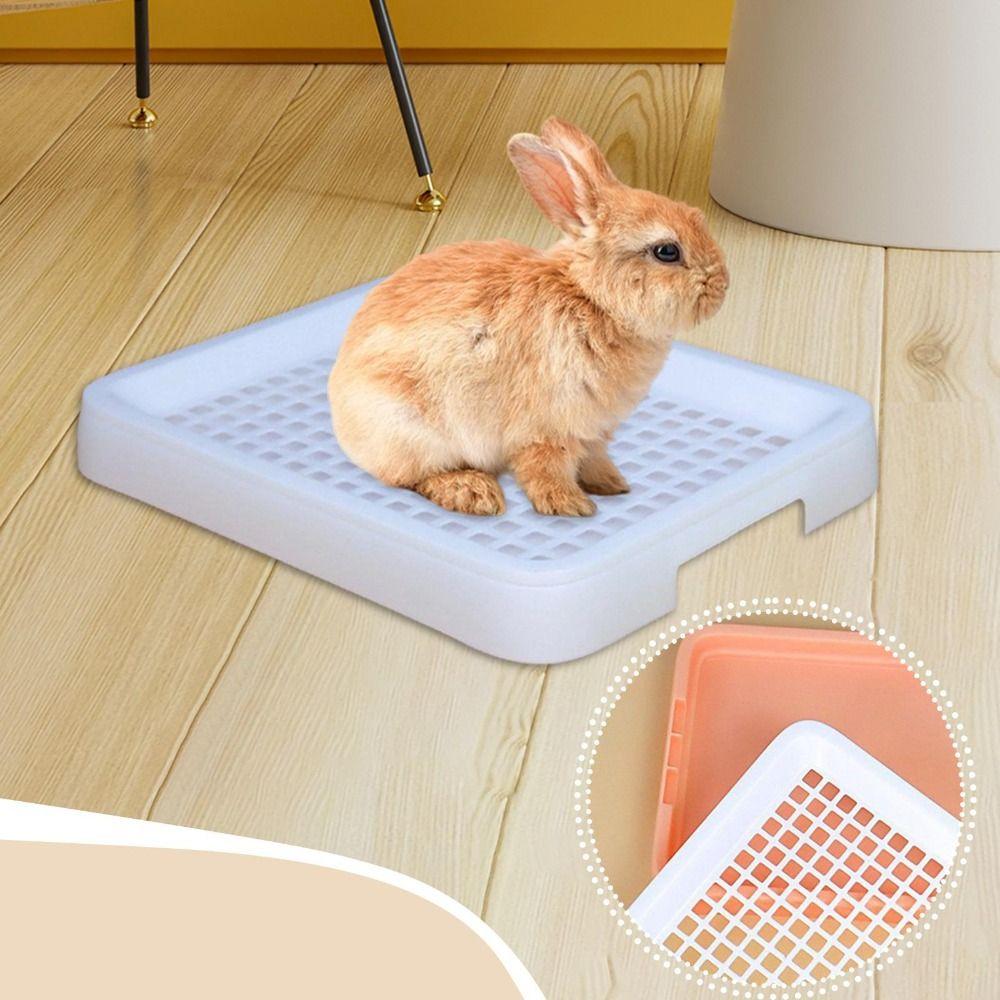Doppelschichtiger Meerschweinchenkäfig mit Streuschale und Gitter Leicht zu reinigende Kaninchen-Toilettenschale Herausnehmbare Schale Langlebige Töpfchentrainingsbox
