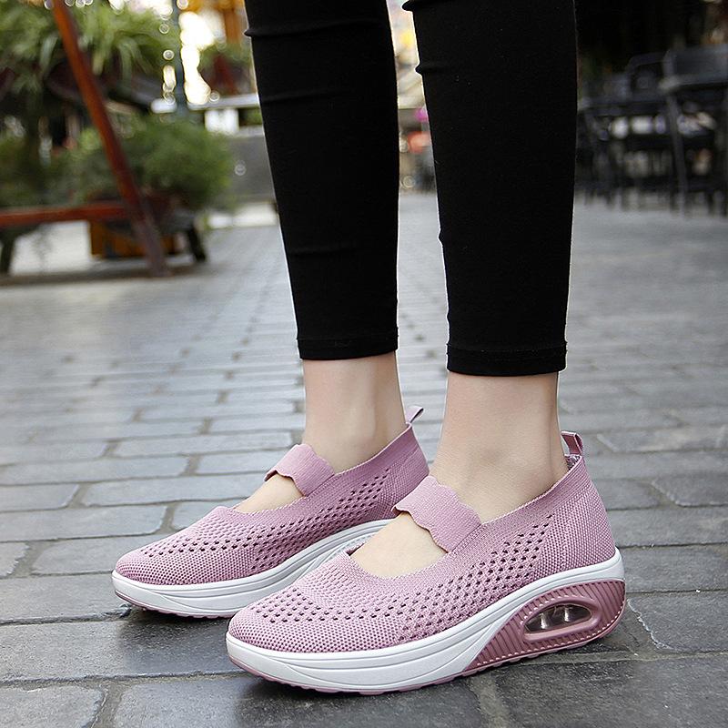 2025 summer fly-woven women's shoes hollow mesh casual shoes one pedal mesh shoes single shoes mother shoes