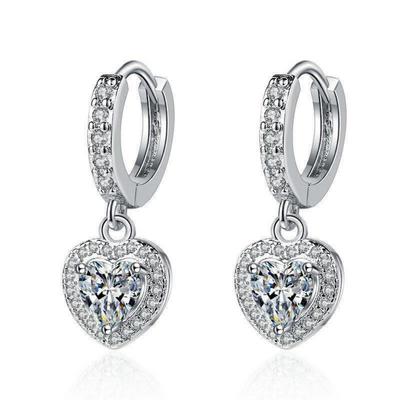 925 Sterling Silver Earrings AAAAA Zircon Heart Shaped Pendant Earrings for Women Elegant Birthday Wedding Party Jewelry Gift