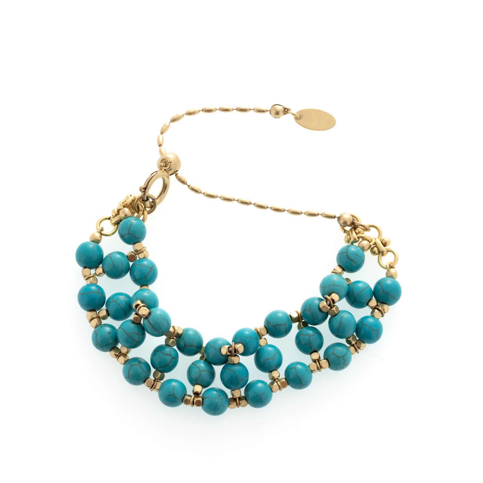 

Ladies Beaded Bracelet Light Luxury Premium Turquoise Irregular Natural Stone Crystal Stacked Bracelet